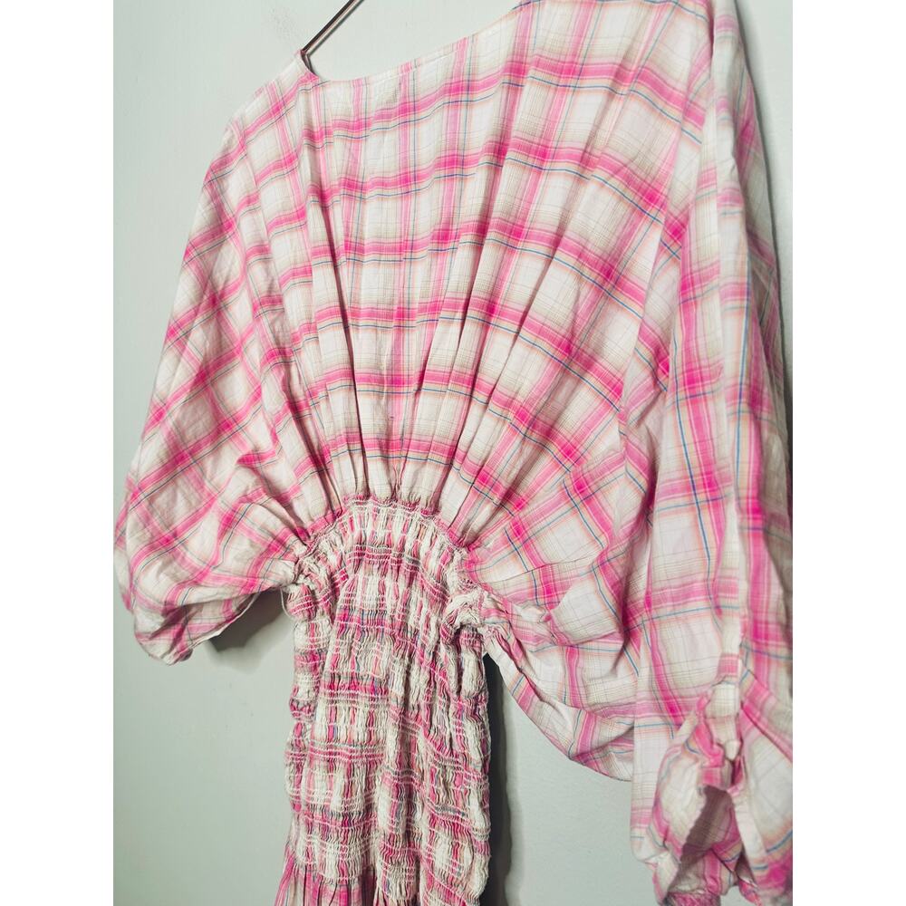 NICHOLAS Pink White Gingham Woven V-Neck Smoked Panel Dress Size US 18 - Picture 10 of 16